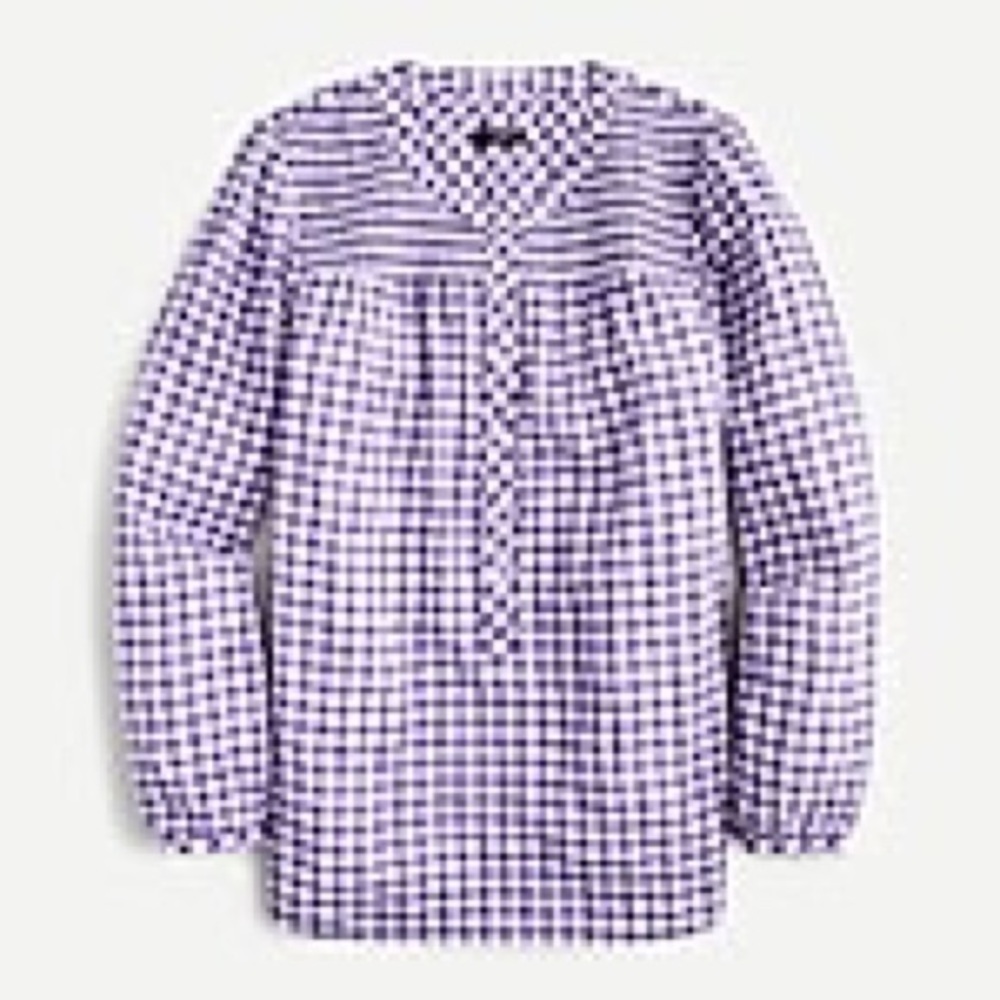 J. Crew purple smocked gingham top
